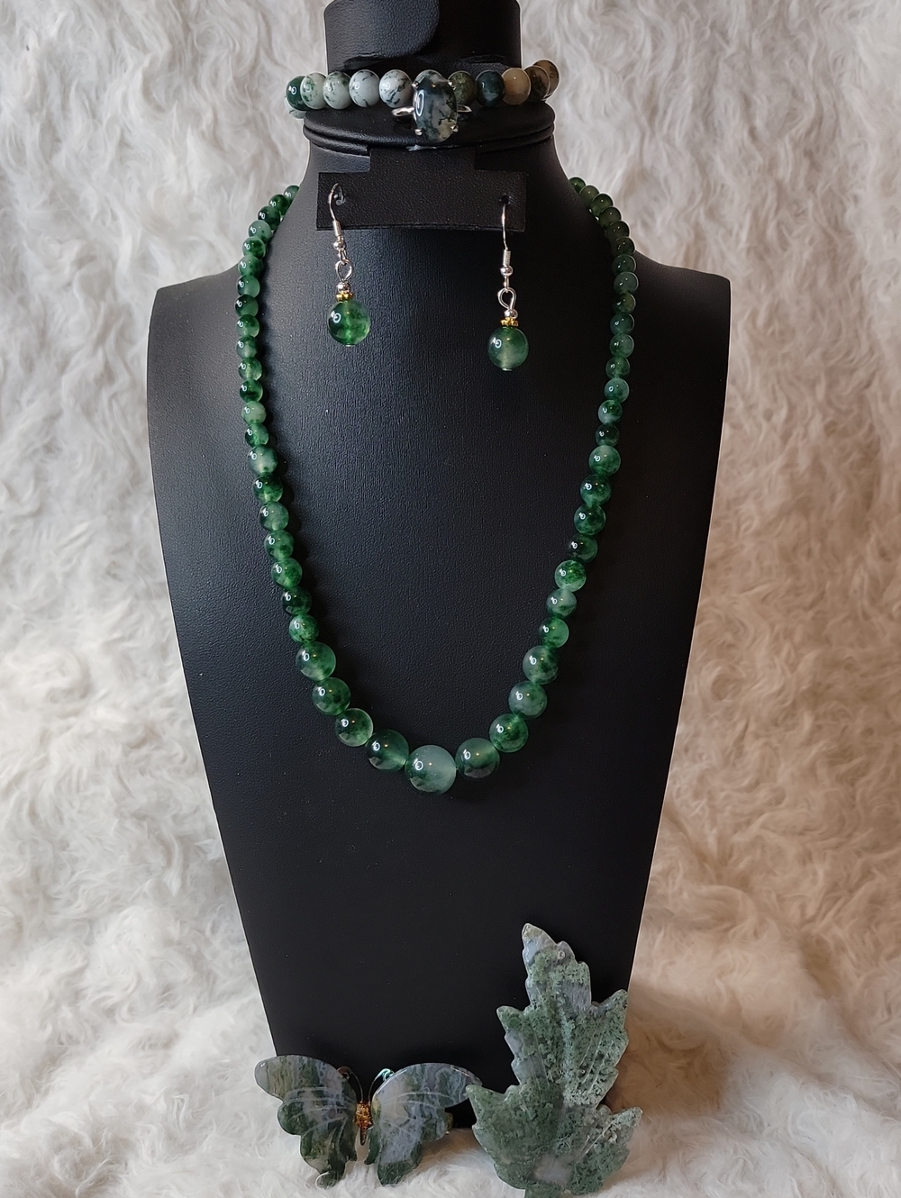 Moss Agate Jewelry Set